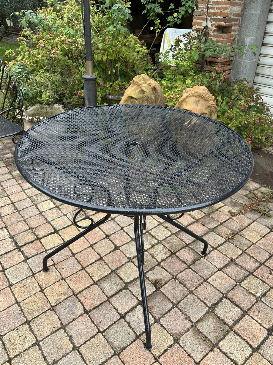 Table de Jardin Vintage Métal Fer Forgé 1950 -photo-3