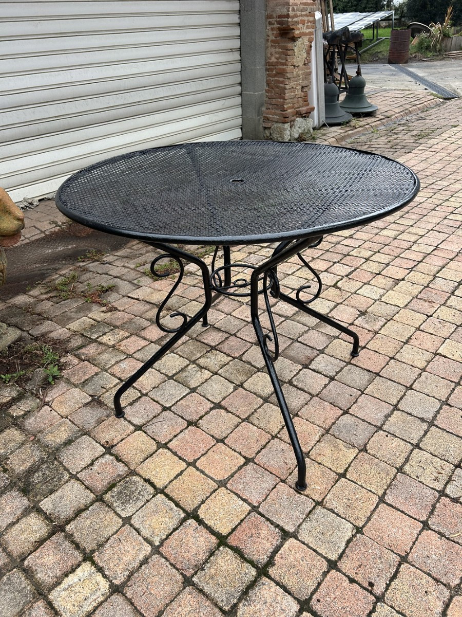 Table de Jardin Vintage Métal Fer Forgé 1950 