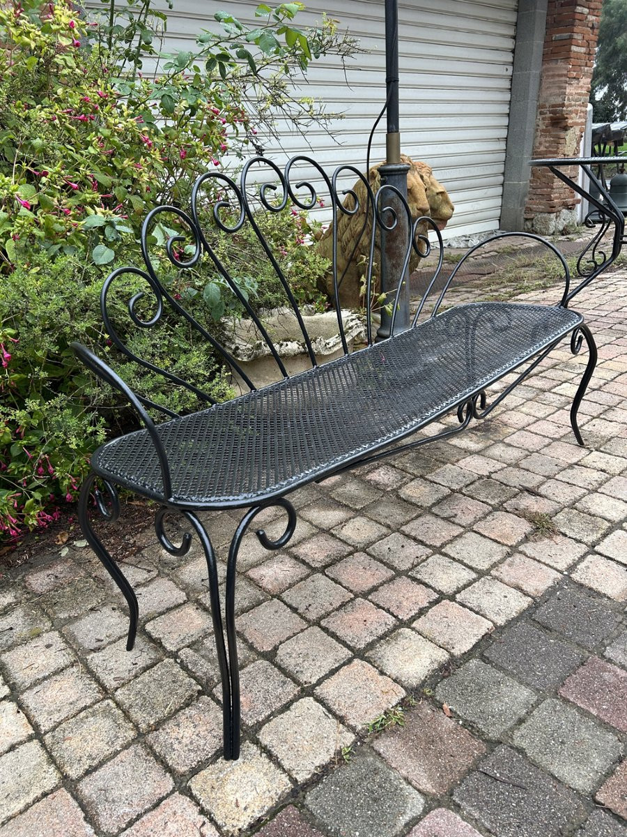 Banc de Jardin Vintage Fer Forgé 1950-60-photo-2