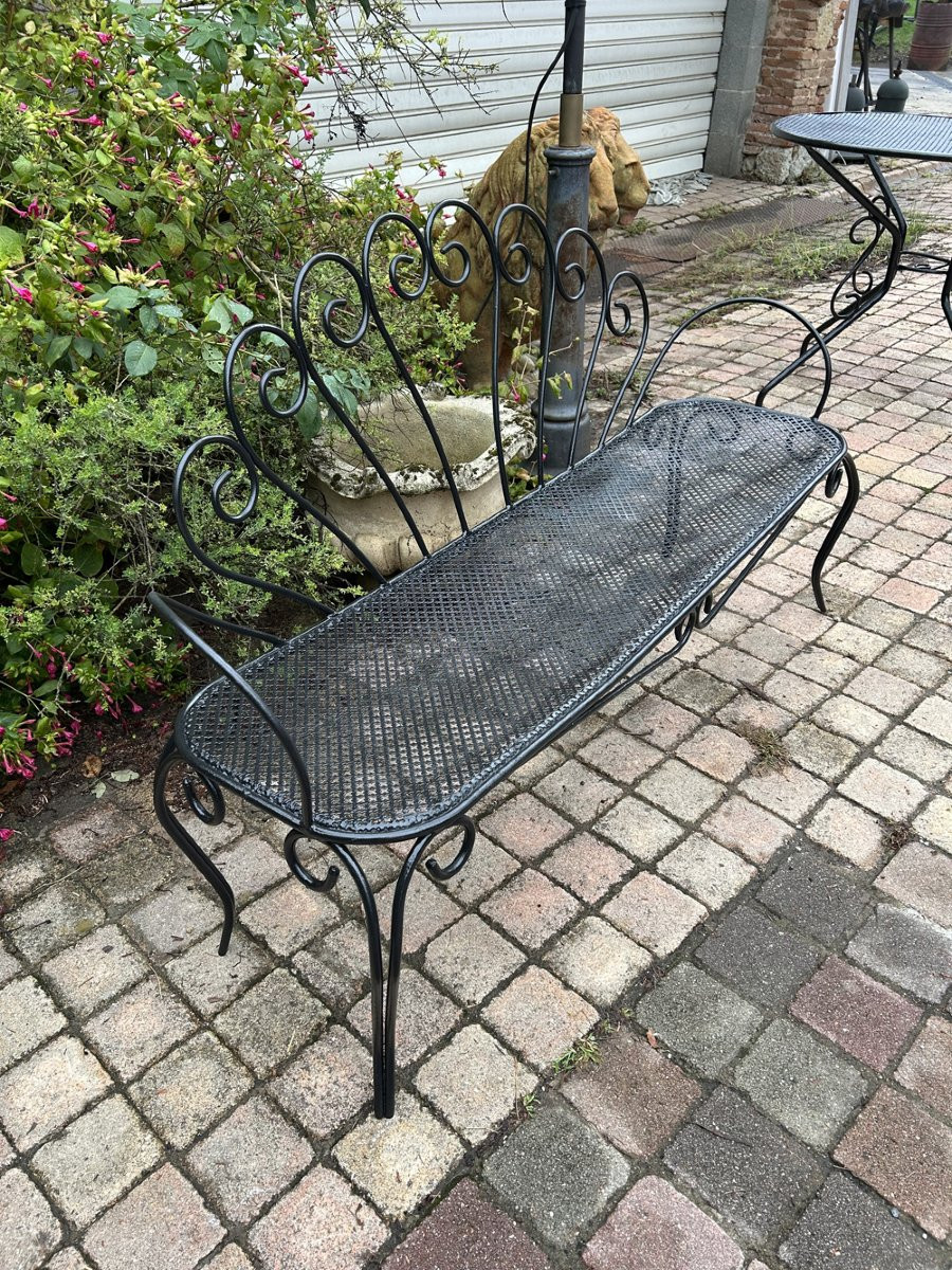 Banc de Jardin Vintage Fer Forgé 1950-60-photo-4