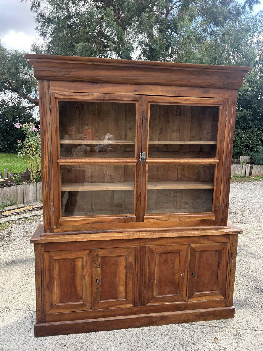 Bibliothèque de Mairie Vintage Noyer Massif Fin 19ème-photo-4