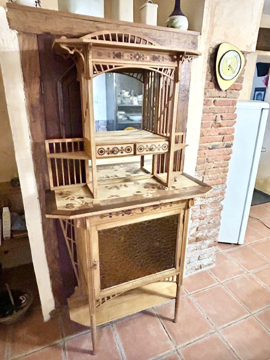 Art Nouveau Marquetry Entrance Cabinet 1900-photo-4