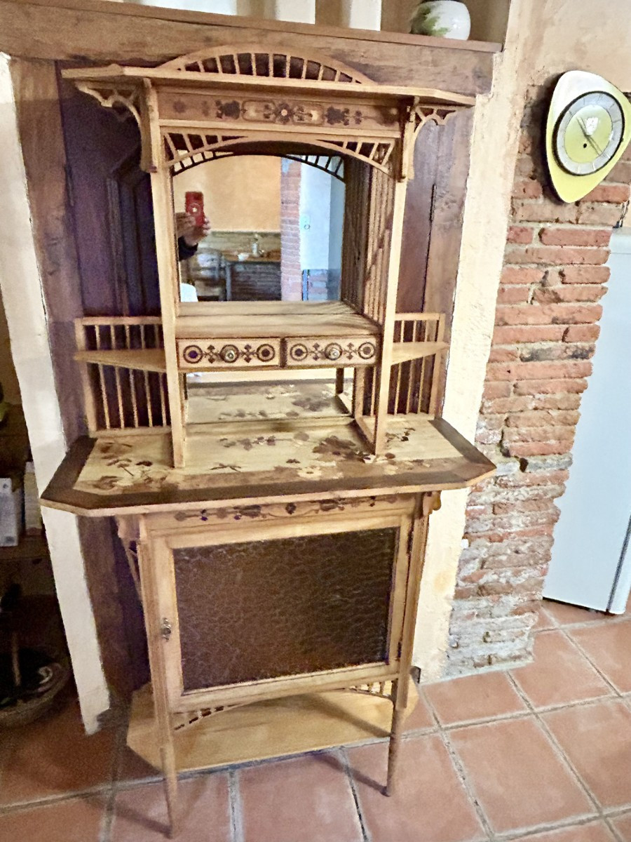 Art Nouveau Marquetry Entrance Cabinet 1900