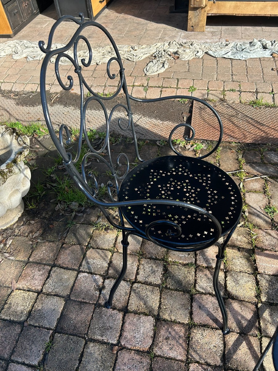 Ensemble de jardin table et chaises forgée 1950-photo-1