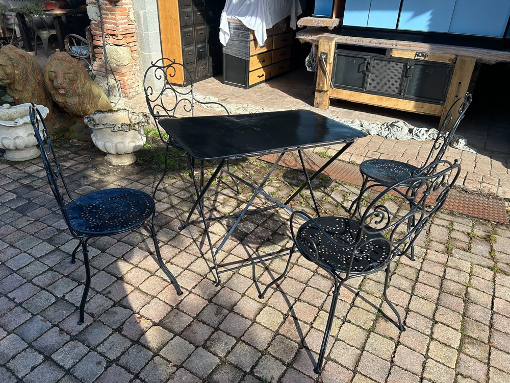 Ensemble de jardin table et chaises forgée 1950