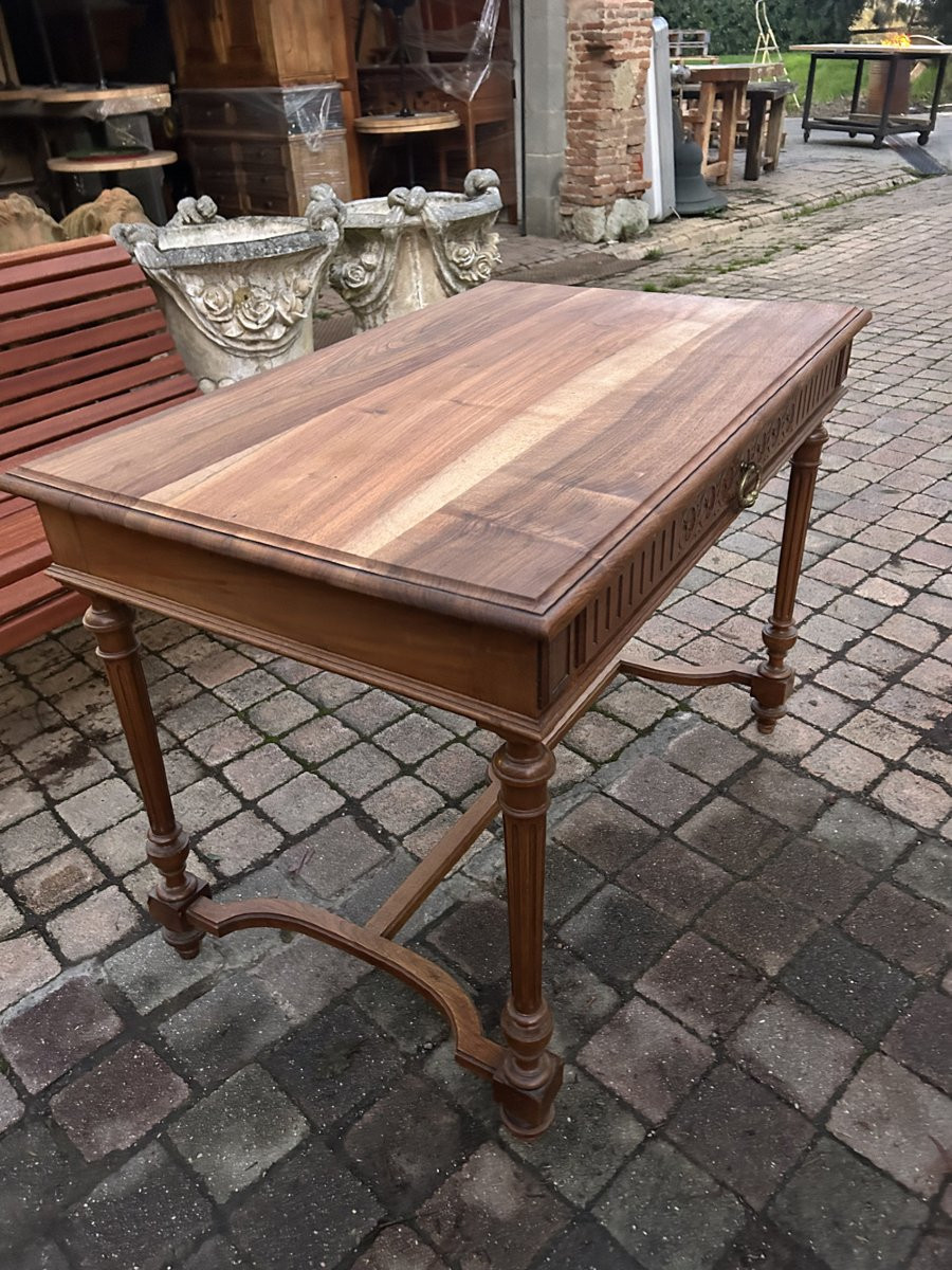 Small Desk In Solid Walnut, Circa 1900 -photo-2