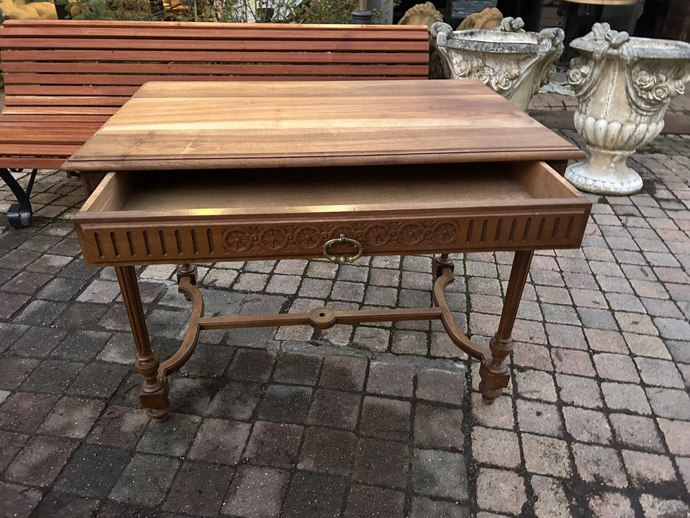Small Desk In Solid Walnut, Circa 1900 -photo-3