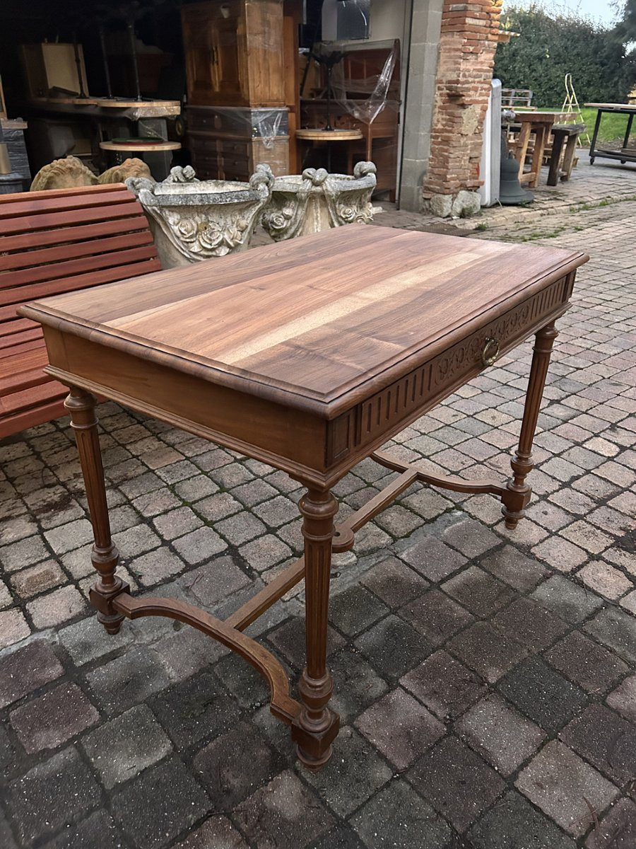 Small Desk In Solid Walnut, Circa 1900 -photo-4