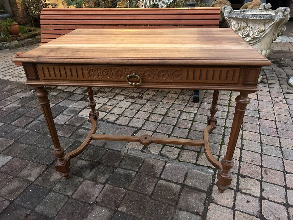 Small Desk In Solid Walnut, Circa 1900 -photo-1