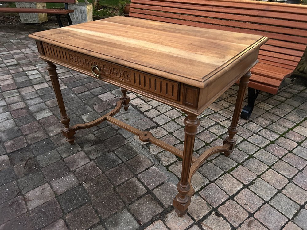 Small Desk In Solid Walnut, Circa 1900 -photo-2
