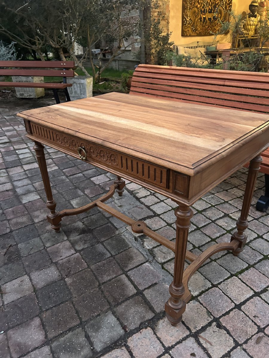 Small Desk In Solid Walnut, Circa 1900 -photo-3