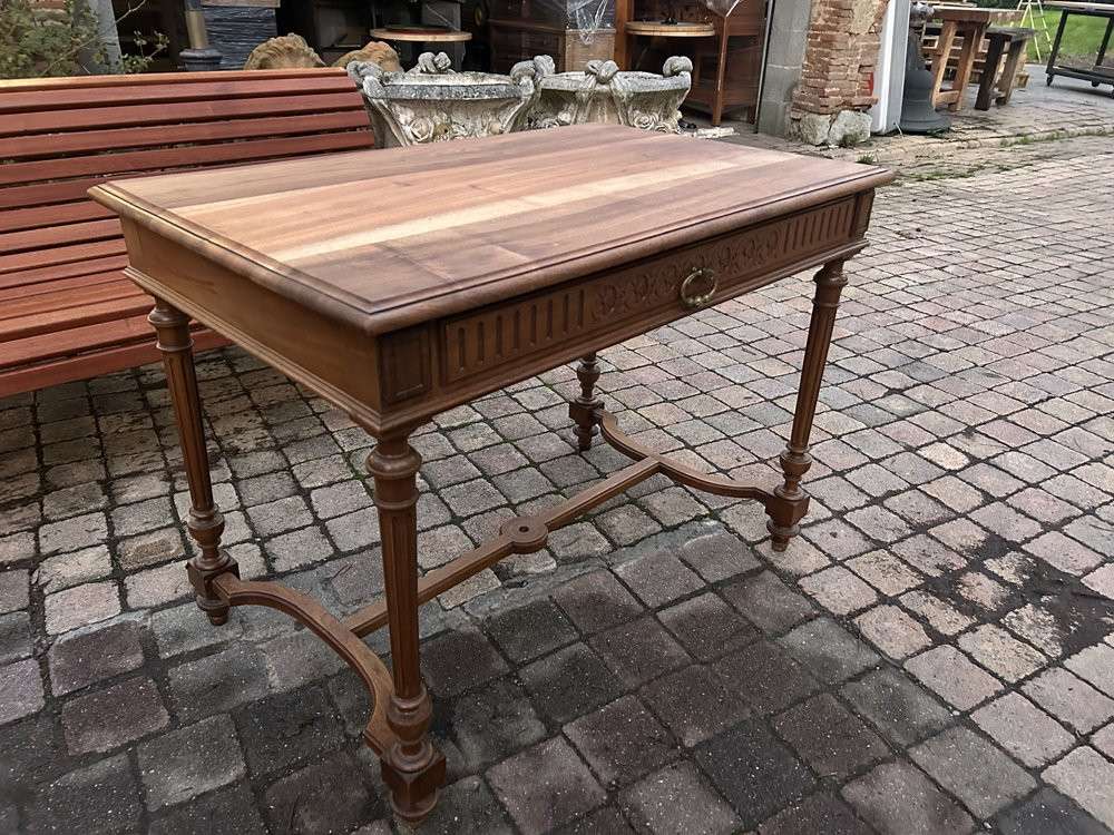 Small Desk In Solid Walnut, Circa 1900 -photo-4