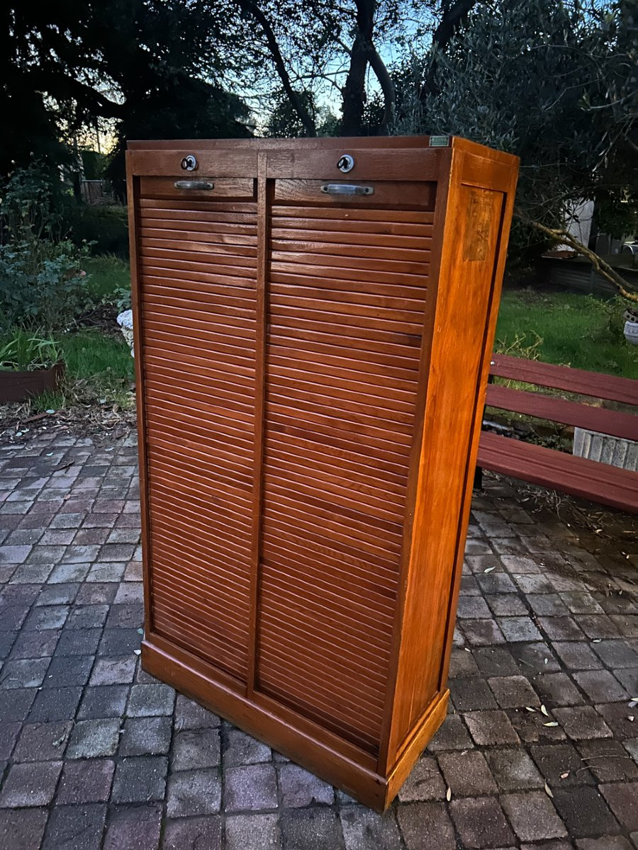 Classeur double rideau en chêne 1930-photo-2