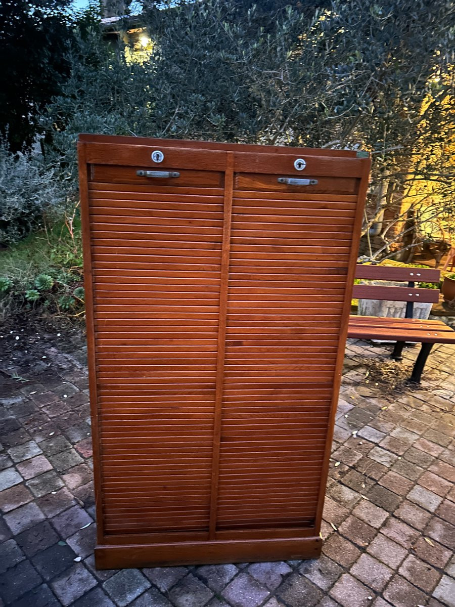 Classeur double rideau en chêne 1930-photo-3