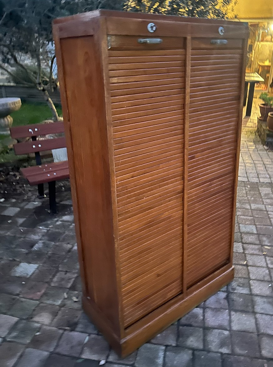 Classeur double rideau en chêne 1930