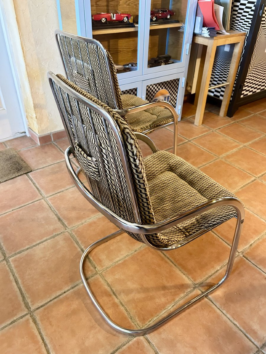 Lot de 2 chaises attribué à Willy Rizzo-photo-2