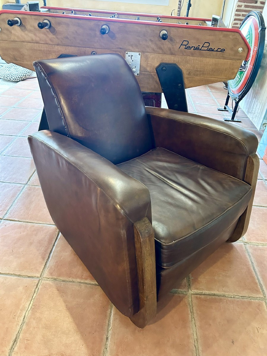 Fauteuil club cuir ART DECO 1930/40-photo-1