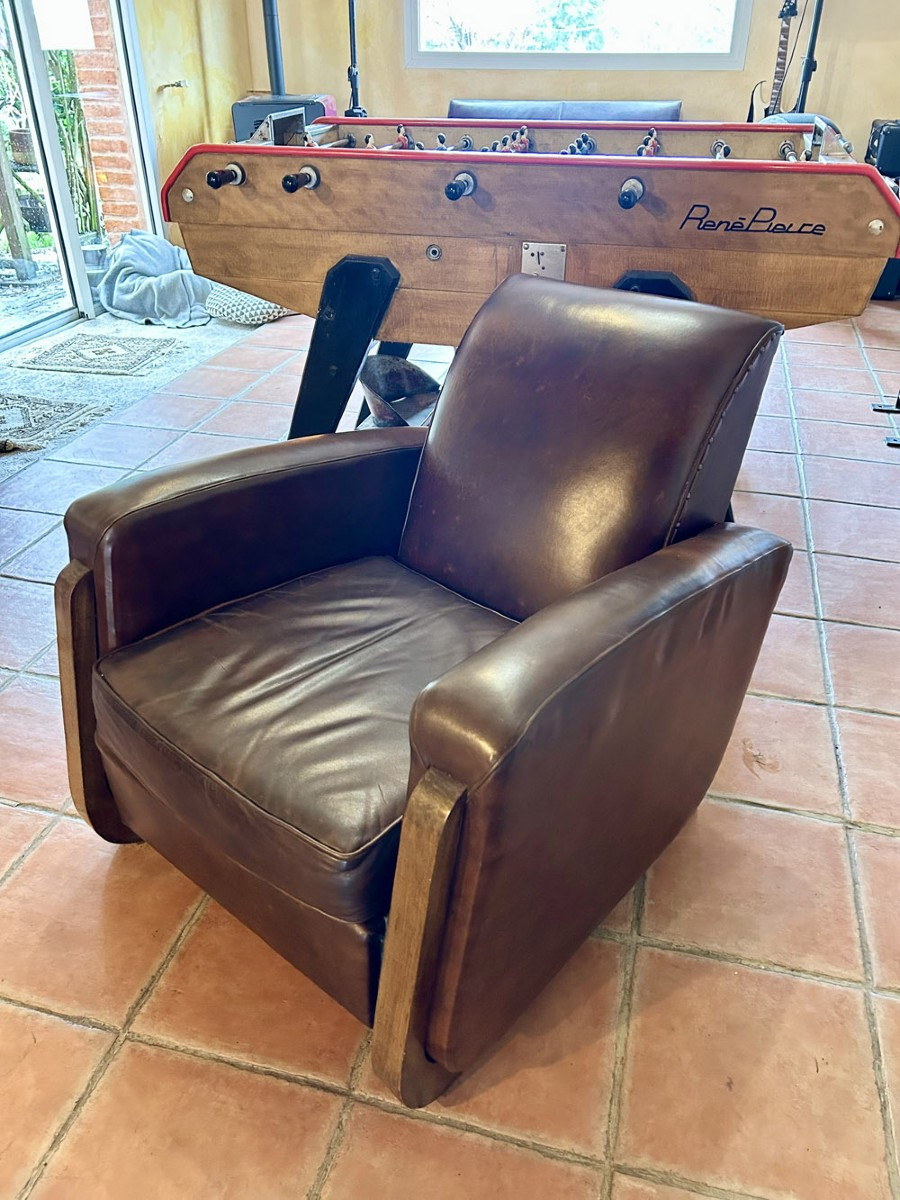 Fauteuil club cuir ART DECO 1930/40-photo-2