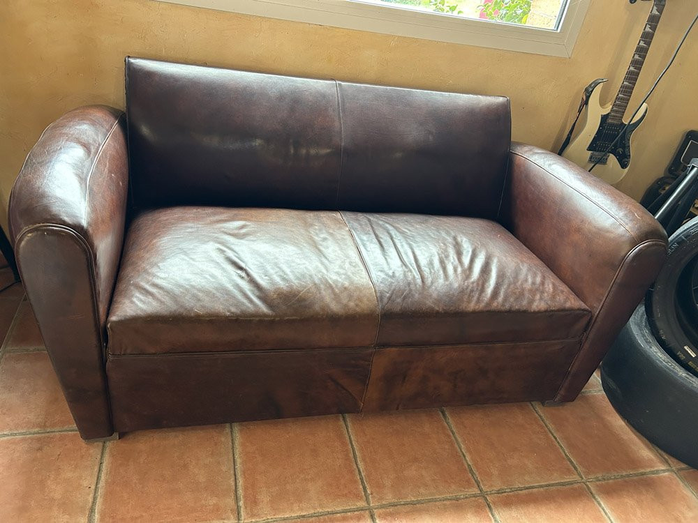 Canapé convertible Cuir Art Deco 1930/40-photo-4