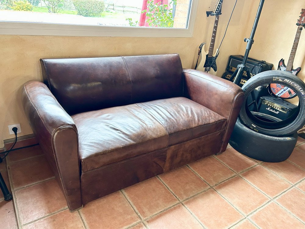 Canapé convertible Cuir Art Deco 1930/40-photo-2