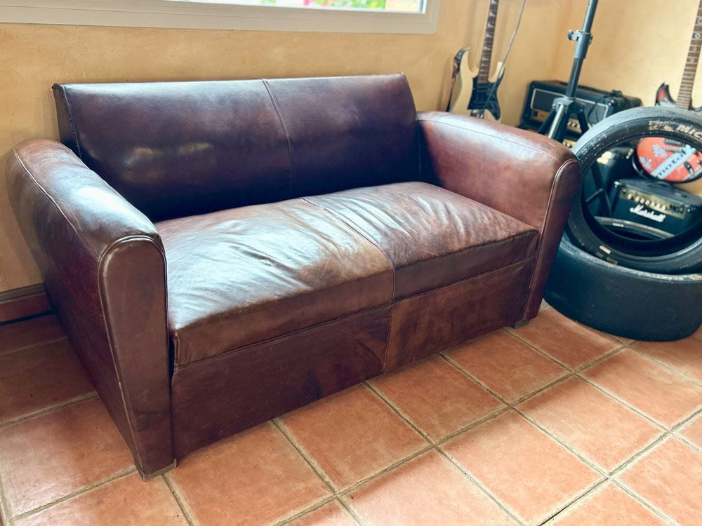 Canapé convertible Cuir Art Deco 1930/40-photo-3