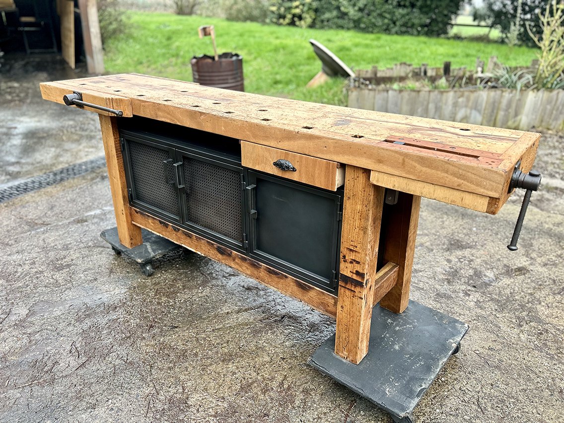 Etabli ancien modifiè 3 tiroirs et 1 tiroir-photo-2