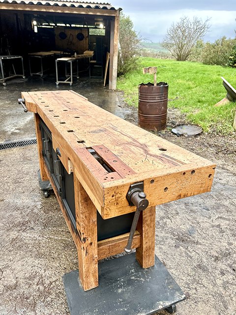 Etabli ancien modifiè 3 tiroirs et 1 tiroir-photo-4