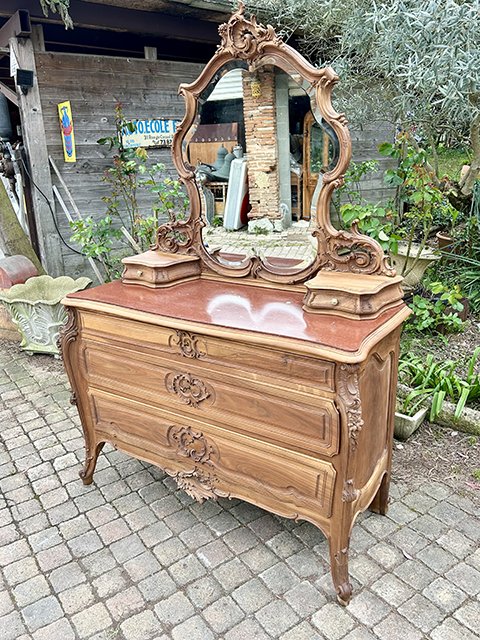 Louis XV Style Chest Of Drawers With Mirror-photo-4