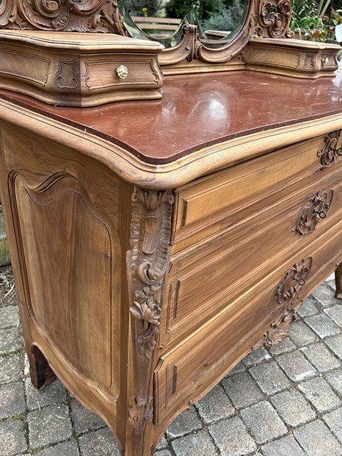 Louis XV Style Chest Of Drawers With Mirror-photo-1