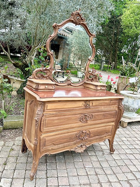 Louis XV Style Chest Of Drawers With Mirror-photo-2