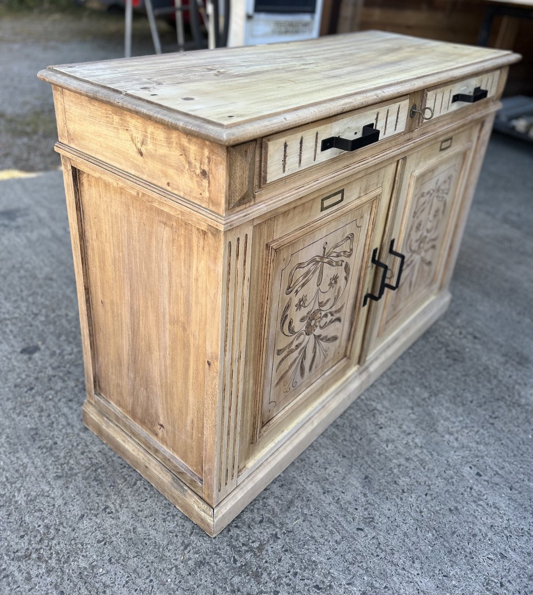 Antique 2-door Cabinet With Floral Designs, 1900-photo-3