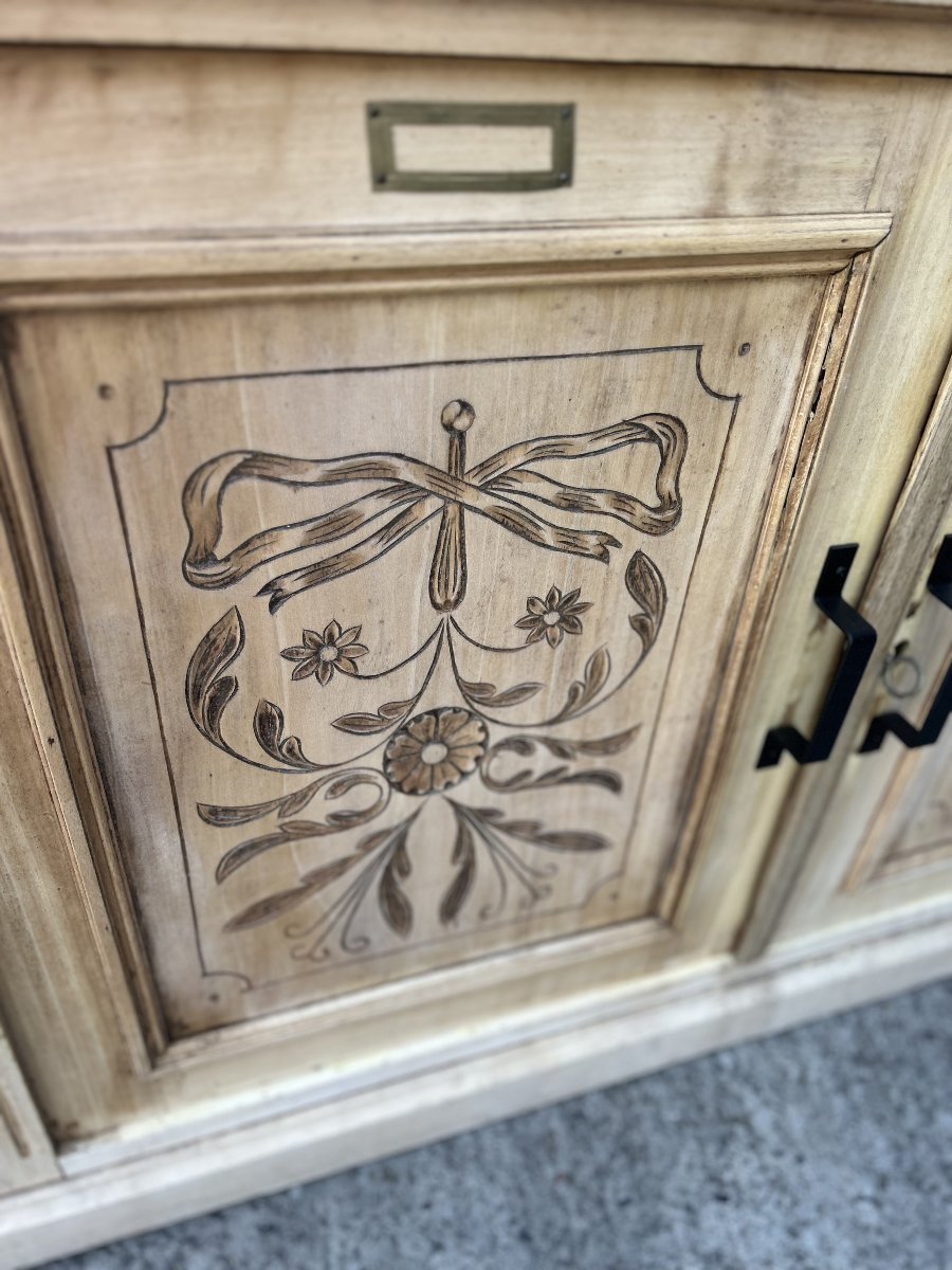 Antique 2-door Cabinet With Floral Designs, 1900-photo-3