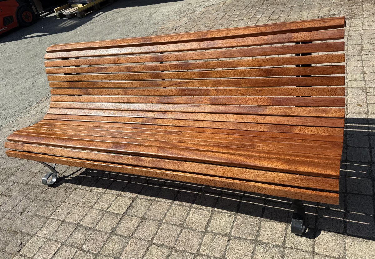 Bench With Rosace Base, Wrought Iron, 1950 -photo-2