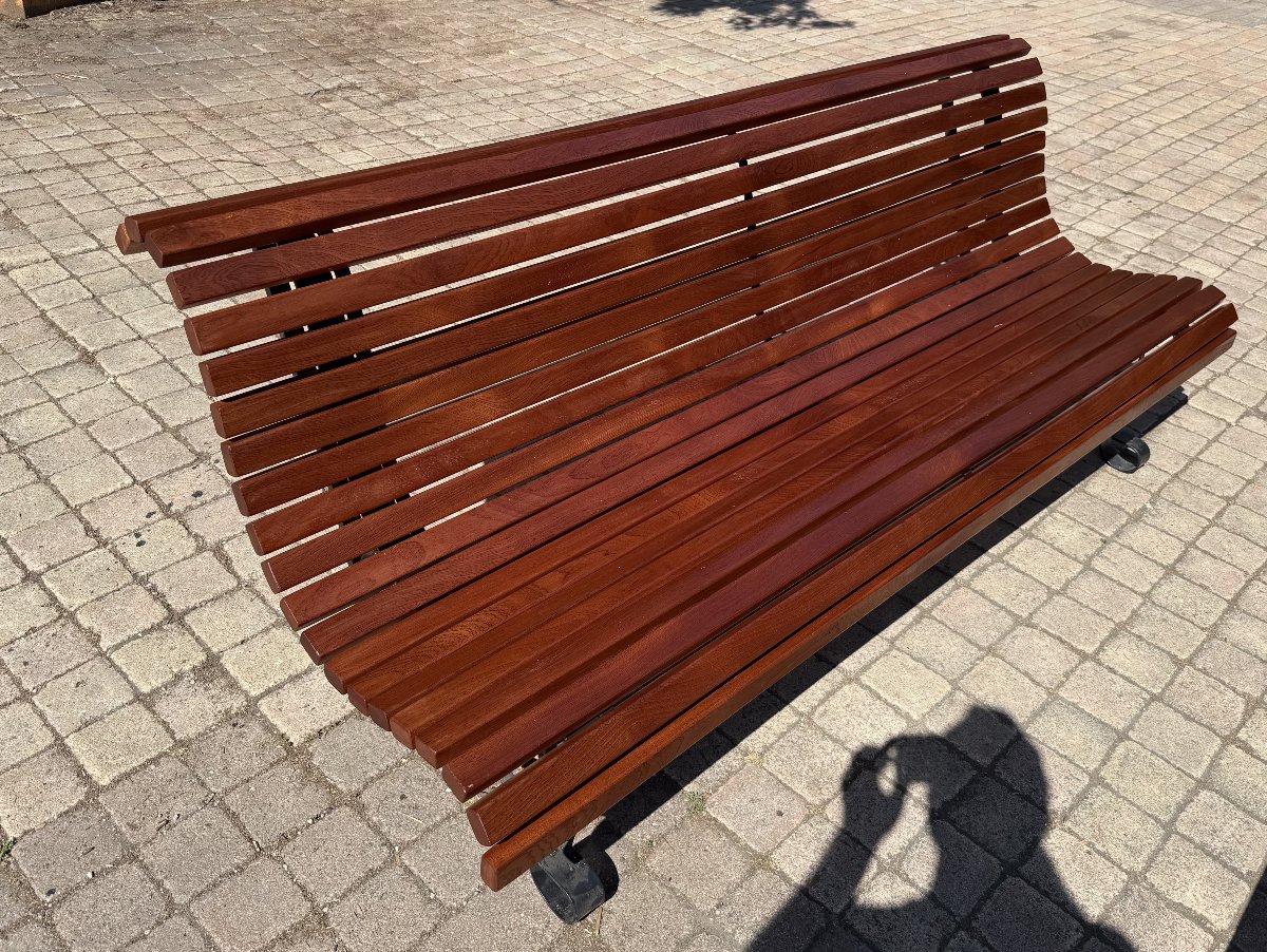 Bench With Rosace Base, Wrought Iron, 1950 -photo-1