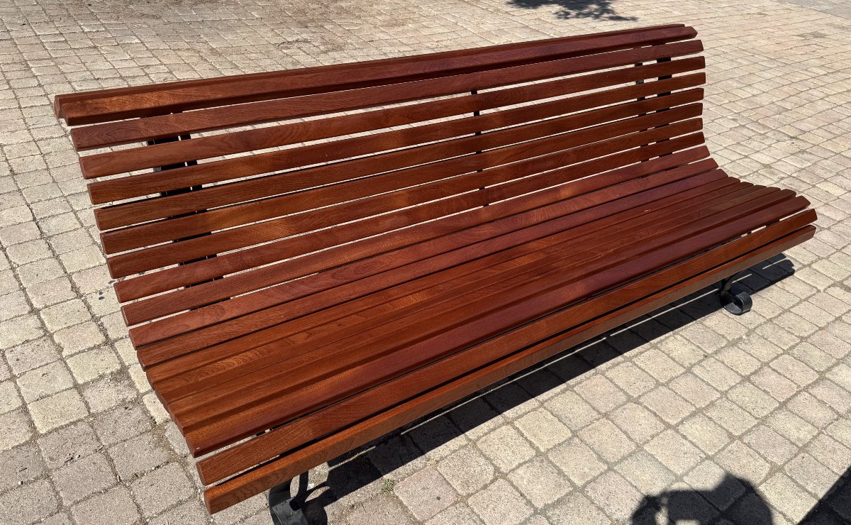 Bench With Rosace Base, Wrought Iron, 1950 -photo-2