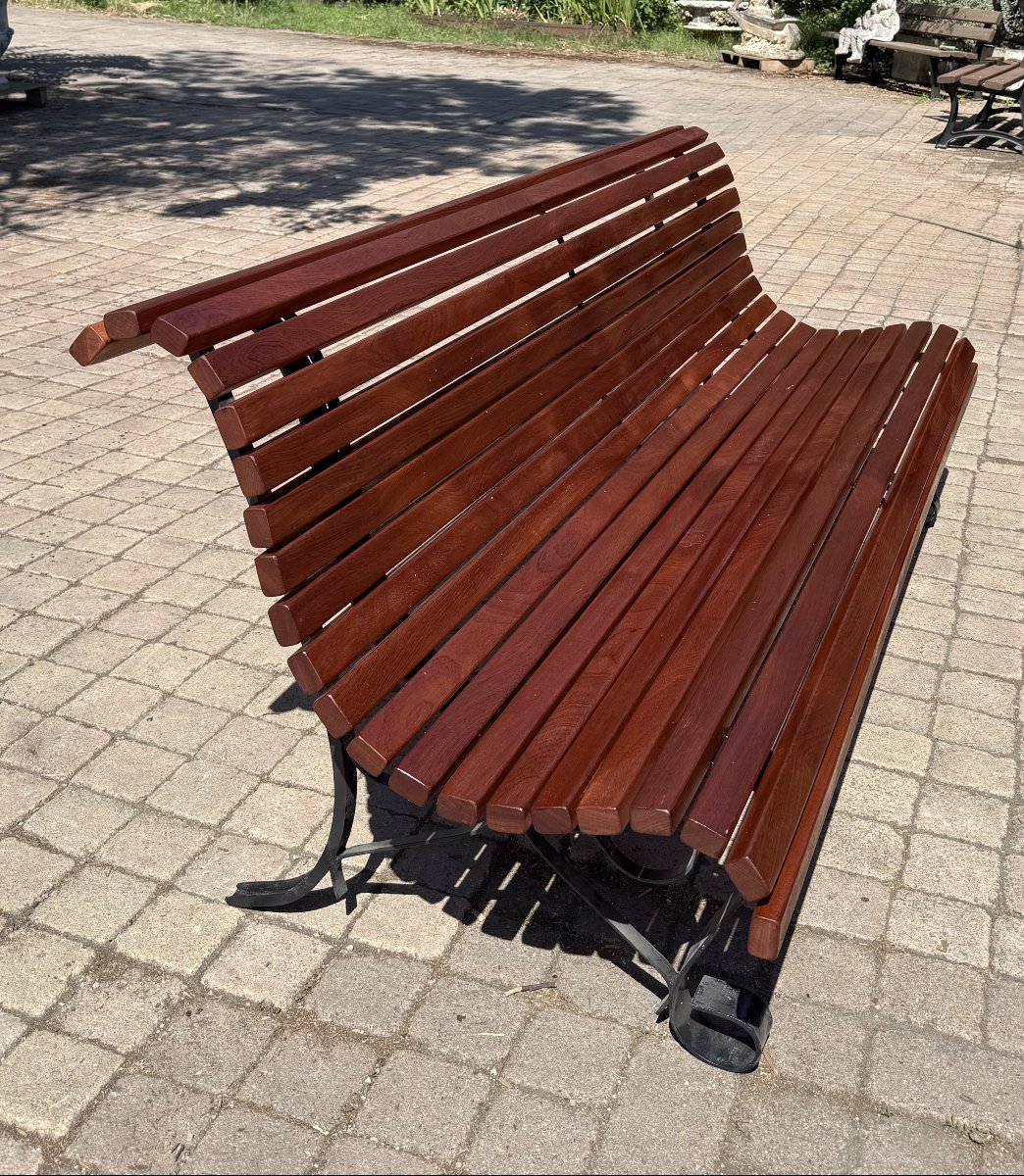 Bench With Rosace Base, Wrought Iron, 1950 -photo-3
