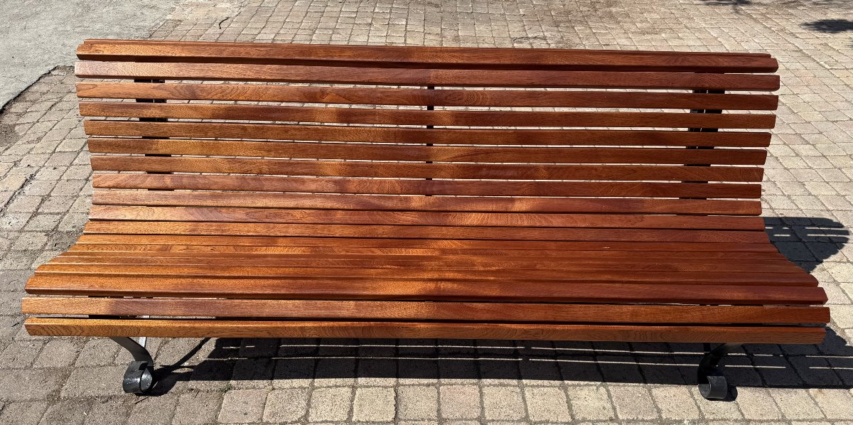 Bench With Rosace Base, Wrought Iron, 1950 