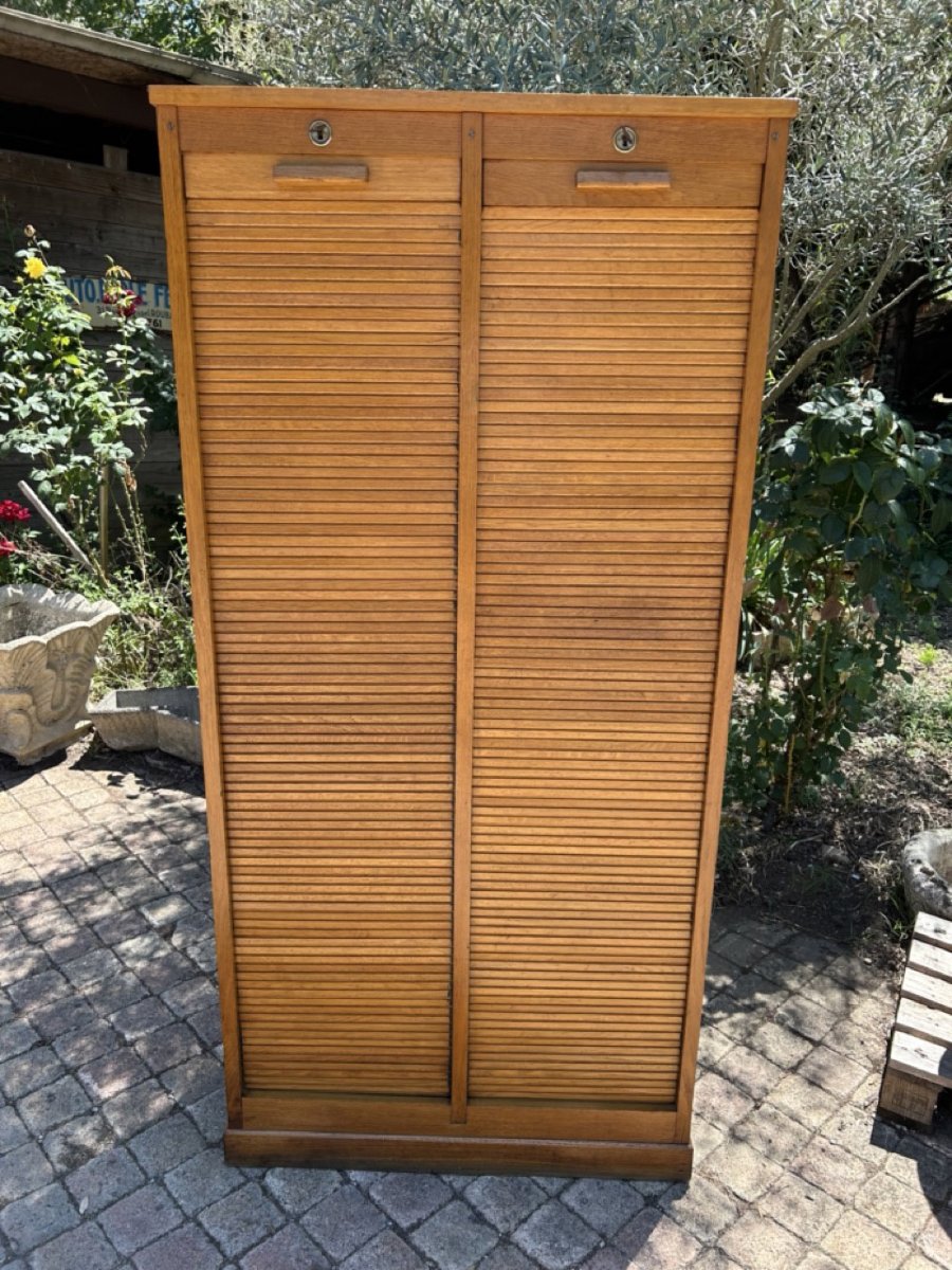 Large 1950s Roll-top Filing Cabinet
