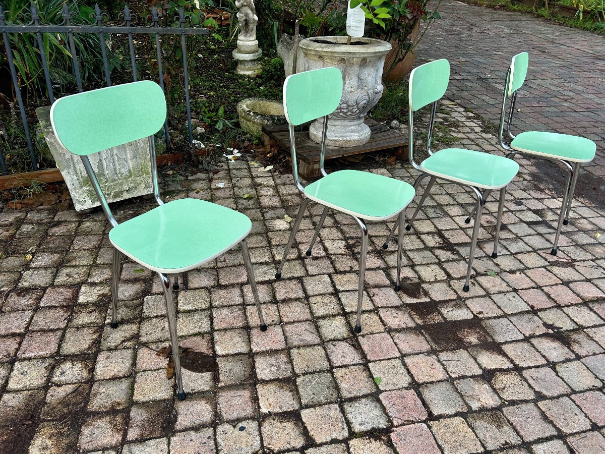 Lot de 4 chaises en Formica "menthe"-photo-3
