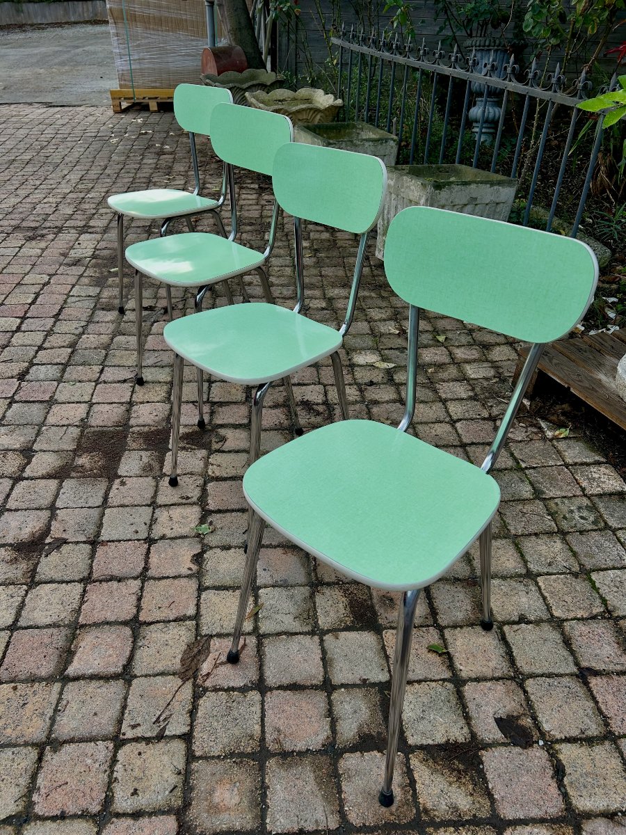 Lot de 4 chaises en Formica "menthe"-photo-4