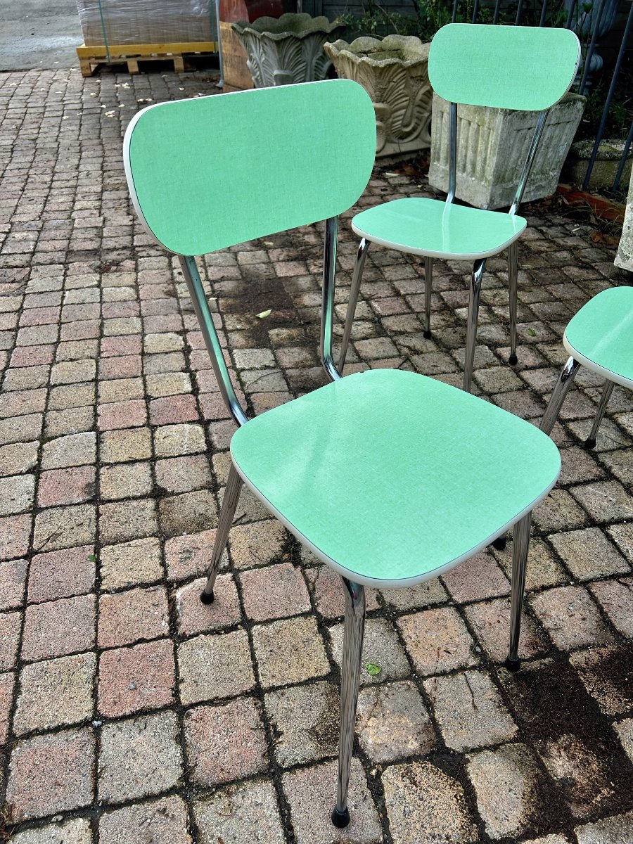 Lot de 4 chaises en Formica "menthe"-photo-1