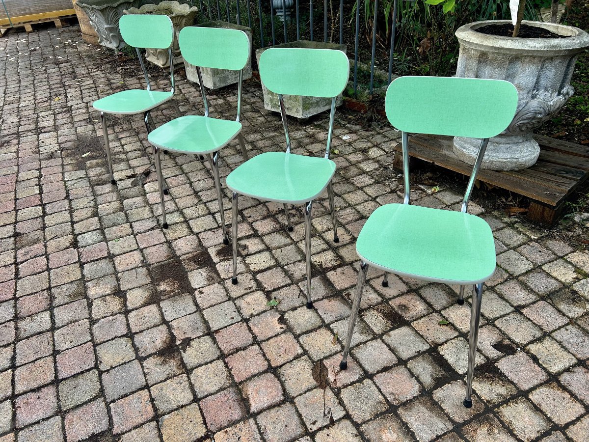 Lot de 4 chaises en Formica "menthe"-photo-2