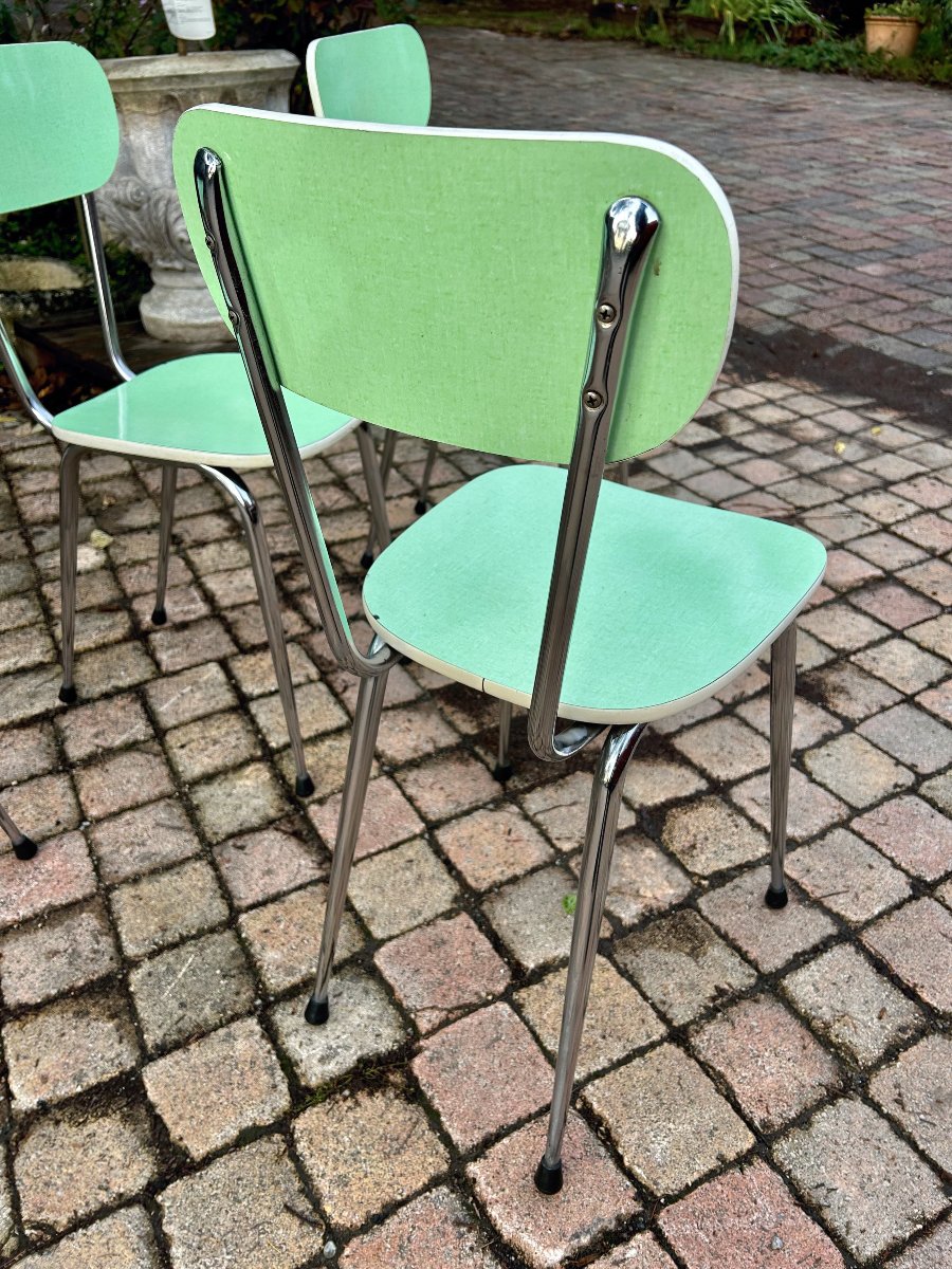 Lot de 4 chaises en Formica "menthe"-photo-3
