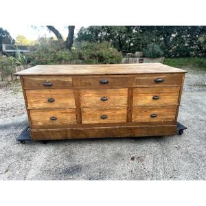 Comptoir de cordonnier en chêne Fin 19éme