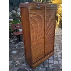 Classeur double rideau en chêne 1930