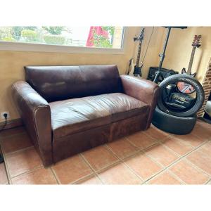 Art Deco Leather Convertible Sofa 1930/40