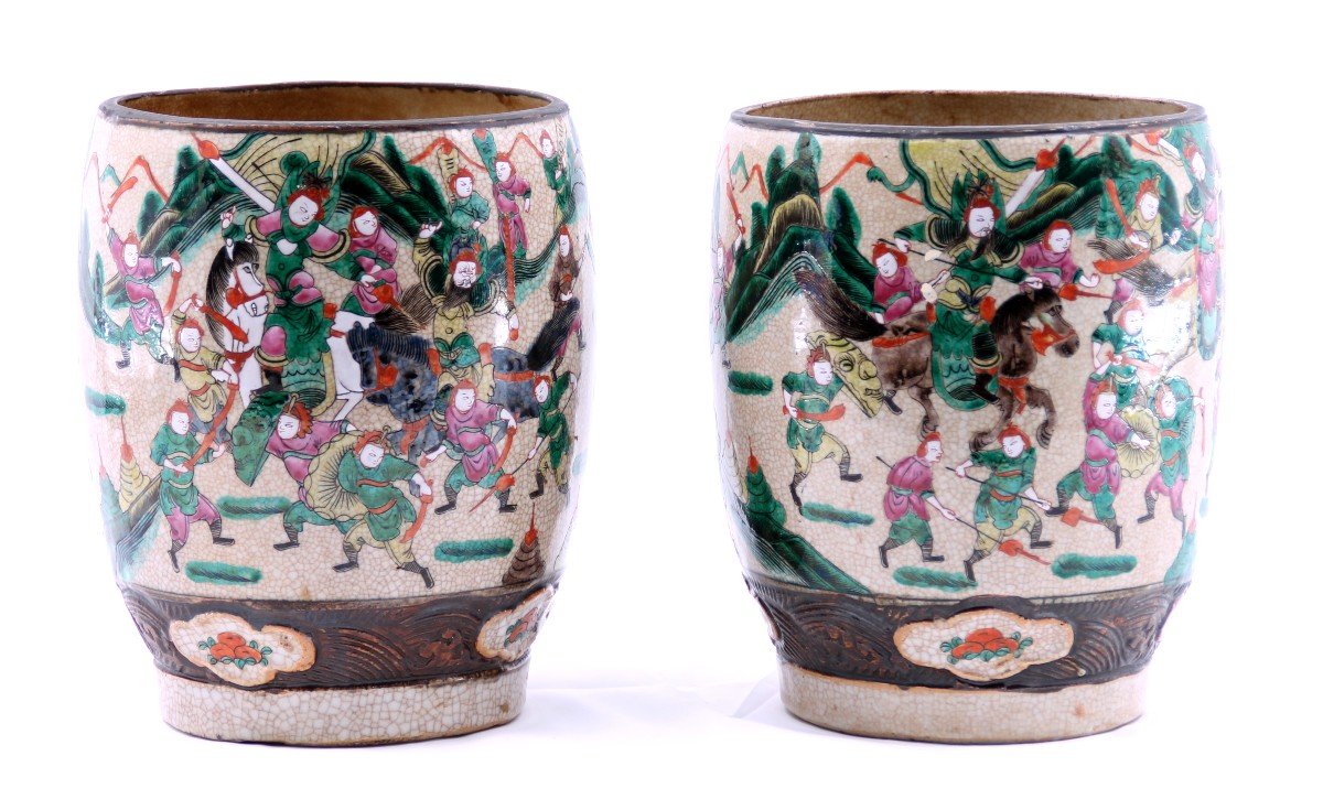 Pair Of Nanjing Porcelain Vases-photo-2