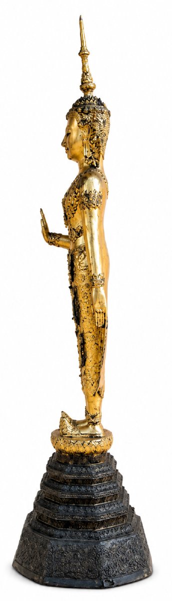 Grand Bouddha en Bronze Doré-photo-2