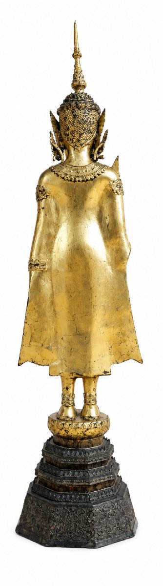 Grand Bouddha en Bronze Doré-photo-3