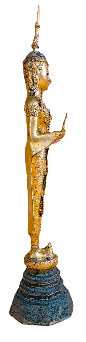 Grand Bouddha en Bronze Doré-photo-4